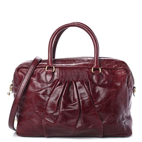 MIU MIU Vitello Lux Bauletto Top Handle Bowler Ribes